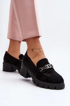 Clearance Buty damskie Vinceza Mokasyny Na Masywnym Obcasie Czarne Eriella Czarny