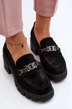 Clearance Buty damskie Vinceza Mokasyny Na Masywnym Obcasie Czarne Eriella Czarny