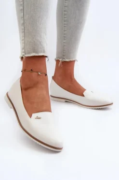 Boto Mokasyny Na Płaskim Obcasie Damskie Białe Enzla