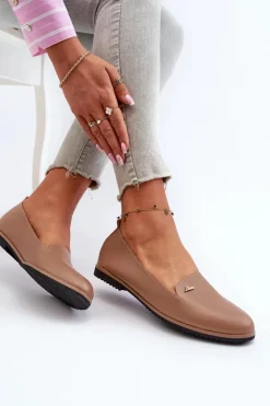Boto Loafersy Damskie|Mokasyny Damskie Skórzane*Mokasyny Na Płaskim Obcasie Damskie Brązowe Enzla