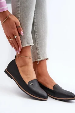 Hot Boto Mokasyny Na Płaskim Obcasie Damskie Czarne Enzla