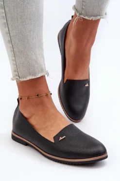 Hot Boto Mokasyny Na Płaskim Obcasie Damskie Czarne Enzla