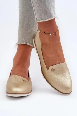 Damskie Boto Mokasyny Na Płaskim Obcasie Damskie Złote Enzla
