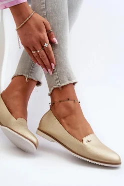Damskie Boto Mokasyny Na Płaskim Obcasie Damskie Złote Enzla