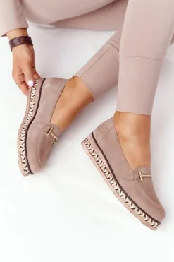 Damskie Laura Messi Mokasyny Na Platformie 2284 Jasny Brąz