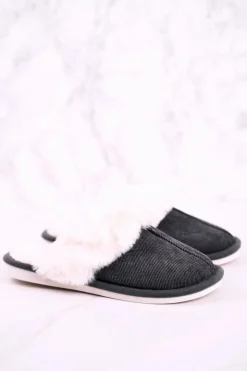 New Boto Męskie Papcie Klapki z Futerkiem Szare Homely