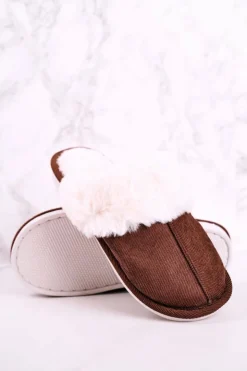 Boto Papcie Męskie|Klapki Z Futerkiem*Męskie Papcie Klapki z Futerkiem Brązowe Homely
