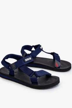 Big Star Shoes Męskie Sandały Na Rzepy Big Star DD174718 Granatowe Niebieski