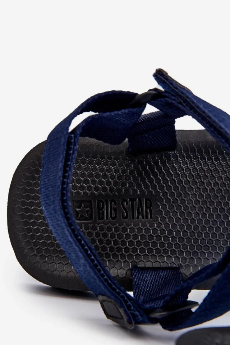 Big Star Shoes Męskie Sandały Na Rzepy Big Star DD174718 Granatowe Niebieski