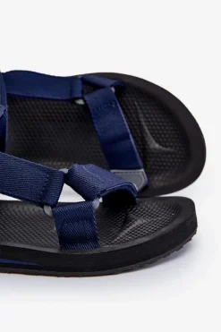 Big Star Shoes Męskie Sandały Na Rzepy Big Star DD174718 Granatowe Niebieski