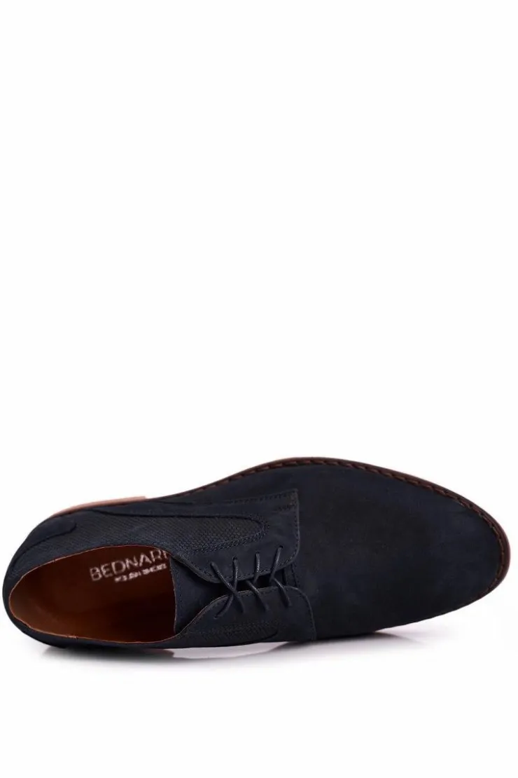 Damskie Boto Męskie Skórzane Mokasyny Nubuk BEDNAREK Granatowe