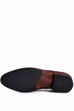 Damskie Boto Męskie Skórzane Mokasyny Z Jasną Podeszwą BEDNAREK Ciemny Brąz