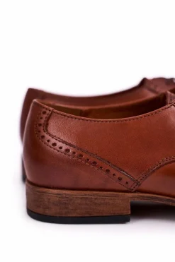 Damskie Boto Męskie Skórzane Mokasyny Z Jasną Podeszwą BEDNAREK Jasny Brąz