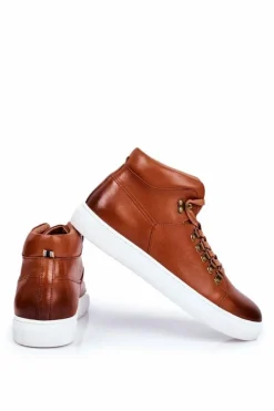 Clearance GOE Męskie Trampki Skórzane Brązowe GG1N3011
