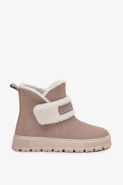 Damskie Lee Cooper Śniegowce Botki Damskie Z Naturalnego Zamszu Z Kożuszkiem LCJ-25-01-3739 Szare