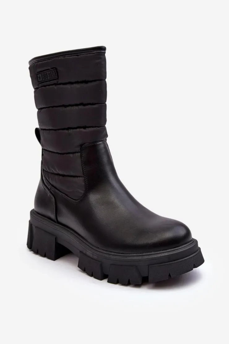 Big Star Shoes Śniegowce Damskie|Botki Płaskie*Śniegowce Botki Ocieplane Na Suwak Czarne Big Star MM274068
