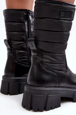 Big Star Shoes Śniegowce Damskie|Botki Płaskie*Śniegowce Botki Ocieplane Na Suwak Czarne Big Star MM274068