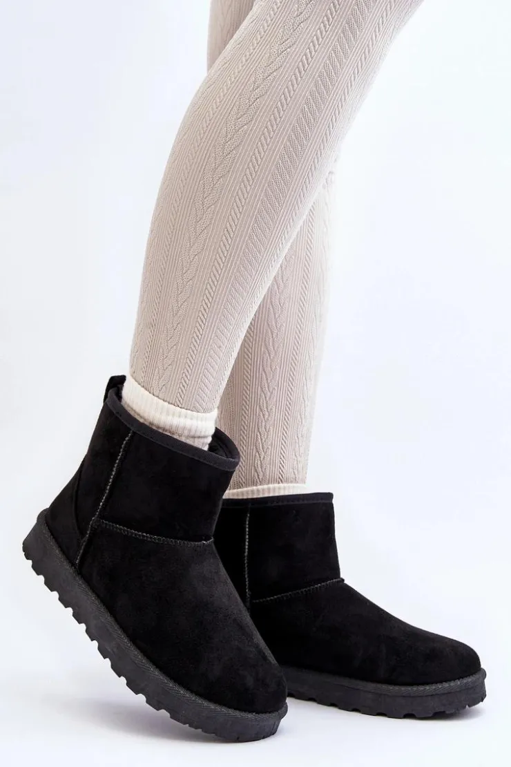 Hot Boto Śniegowce Damskie Eko Zamszowe Czarne Enranta