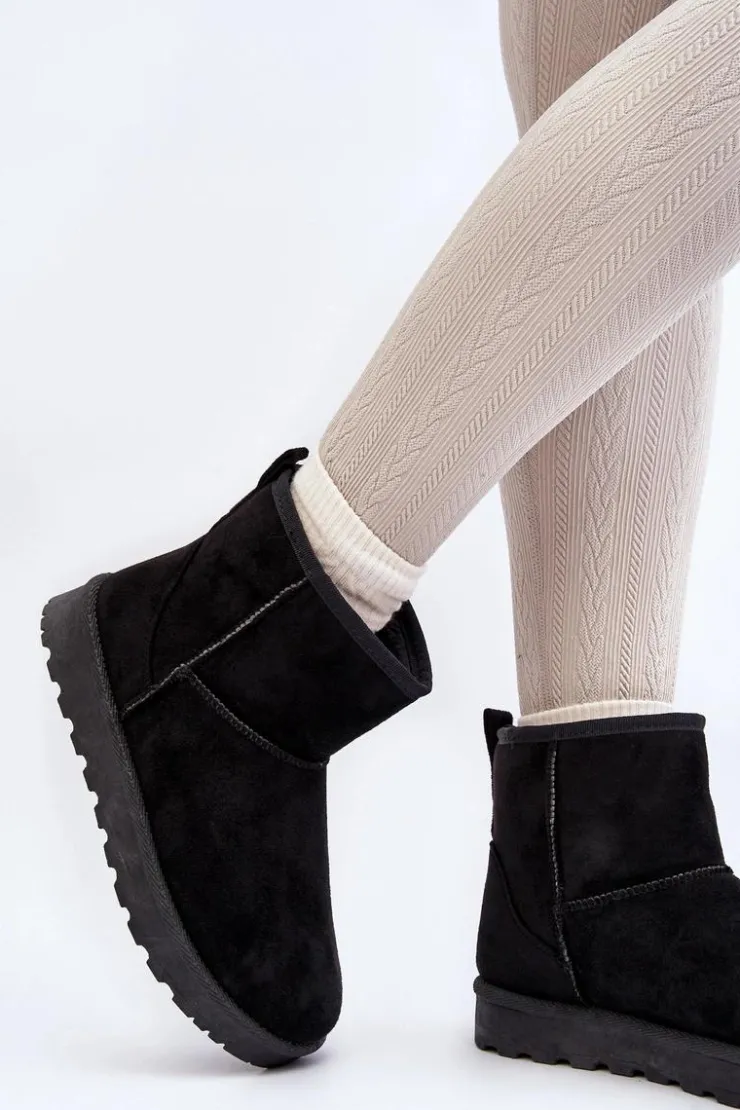 Hot Boto Śniegowce Damskie Eko Zamszowe Czarne Enranta