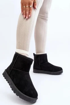 Hot Boto Śniegowce Damskie Eko Zamszowe Czarne Enranta