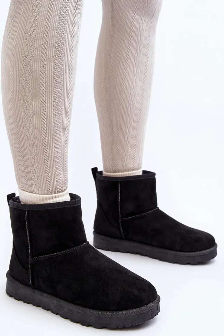 Hot Boto Śniegowce Damskie Eko Zamszowe Czarne Enranta