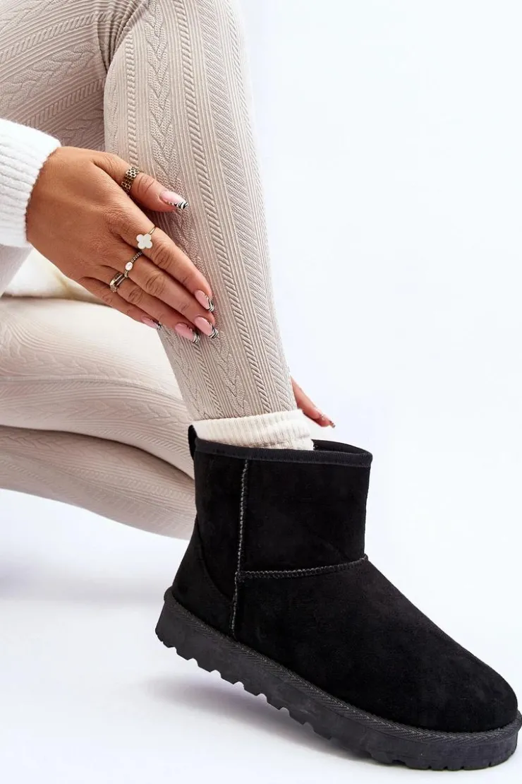 Hot Boto Śniegowce Damskie Eko Zamszowe Czarne Enranta