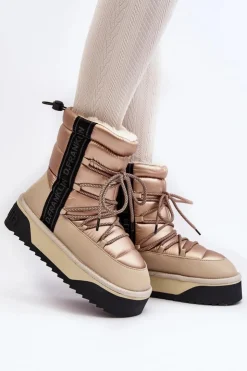 Hot D.Franklin Śniegowce Damskie Na Grubej Podeszwie Wegańskie DFSH371006 Beżowe Beżowy