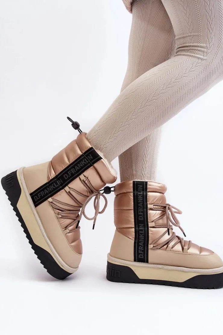 Hot D.Franklin Śniegowce Damskie Na Grubej Podeszwie Wegańskie DFSH371006 Beżowe Beżowy