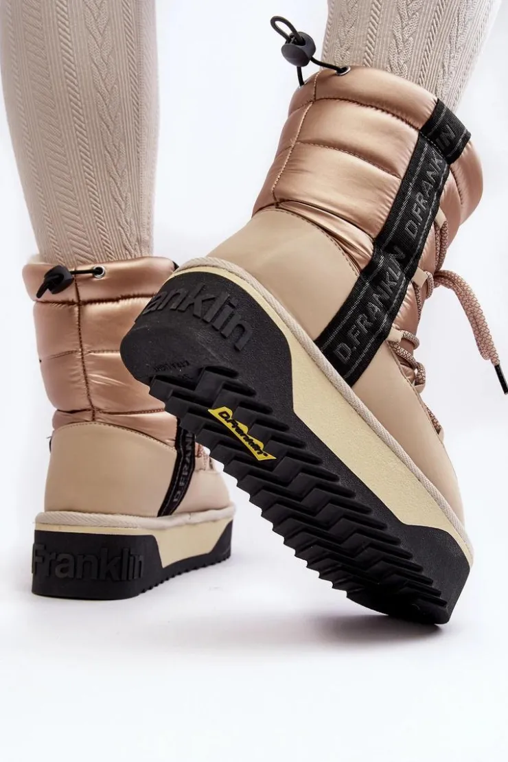 Hot D.Franklin Śniegowce Damskie Na Grubej Podeszwie Wegańskie DFSH371006 Beżowe Beżowy