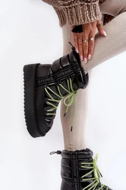 Outlet D.Franklin Śniegowce Damskie Na Grubej Podeszwie Wegańskie DFSH371007 Czarne Czarny