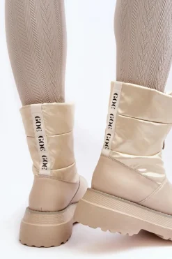 Damskie GOE Śniegowce Damskie Na Grubej Podeszwie Z Suwakiem MM2N4079 Beżowe