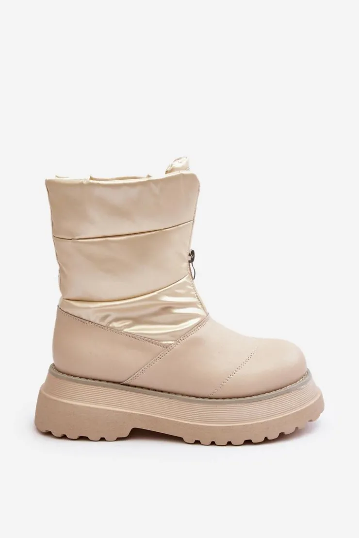 Damskie GOE Śniegowce Damskie Na Grubej Podeszwie Z Suwakiem MM2N4079 Beżowe