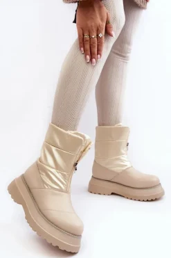 Damskie GOE Śniegowce Damskie Na Grubej Podeszwie Z Suwakiem MM2N4079 Beżowe