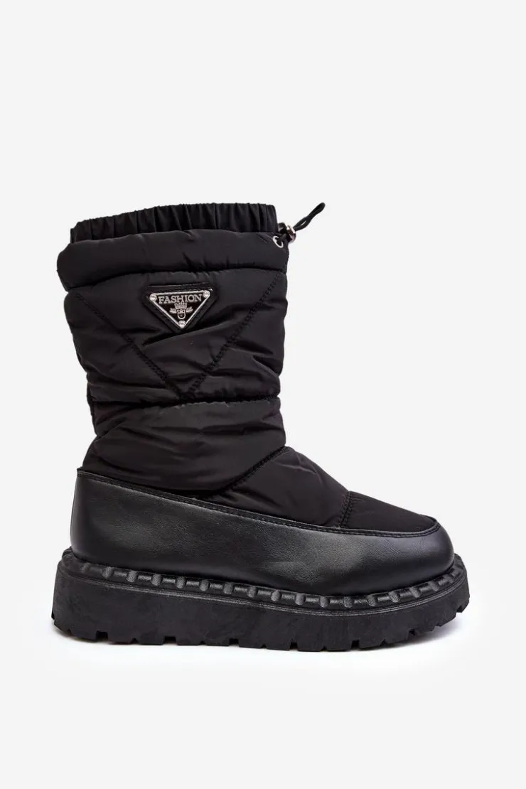 Damskie Boto Śniegowce Damskie Na Grubej Podeszwie Czarne Lureta