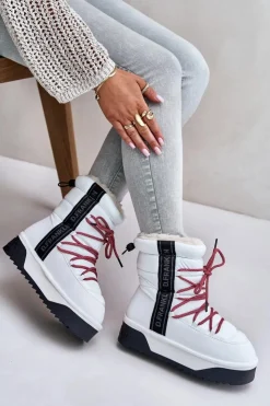 D.Franklin Śniegowce Damskie*Śniegowce Damskie Na Grubej Podeszwie Wegańskie DFSH371007 Białe Biały