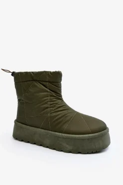 Damskie Boto Śniegowce Damskie Na Masywnej Platformie Zielone Fionia