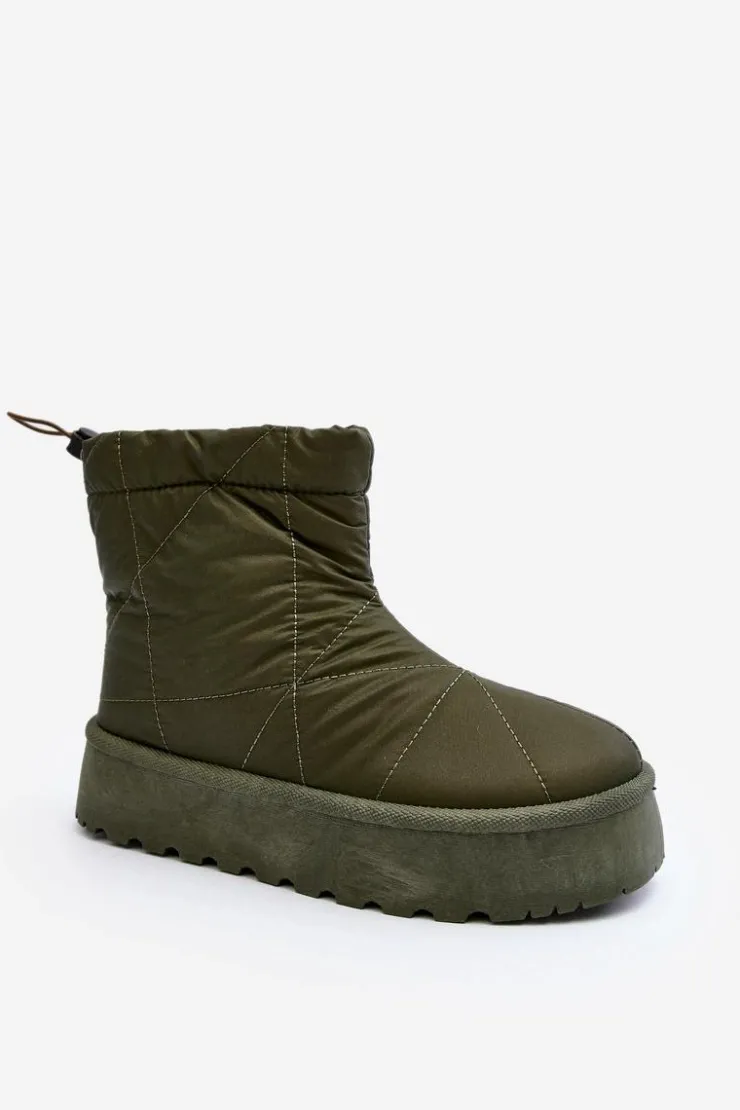 Damskie Boto Śniegowce Damskie Na Masywnej Platformie Zielone Fionia