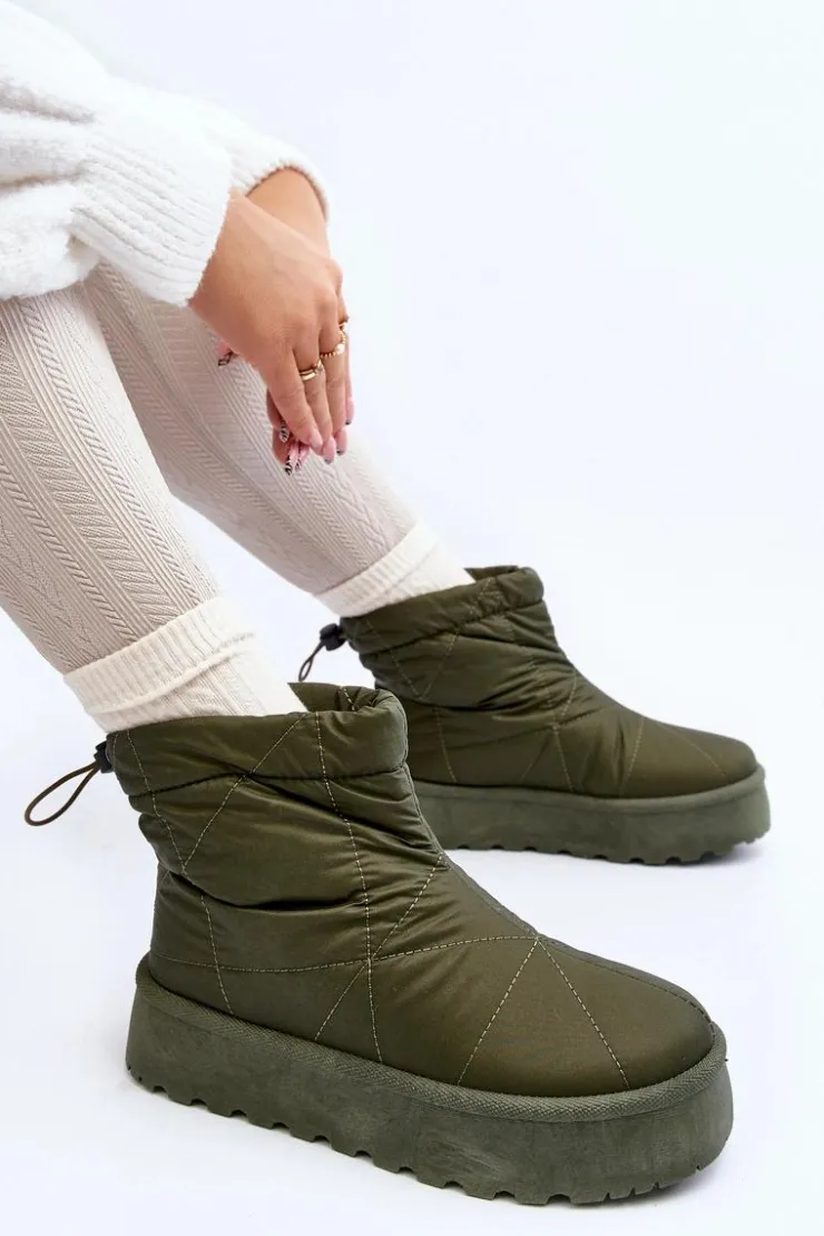Damskie Boto Śniegowce Damskie Na Masywnej Platformie Zielone Fionia