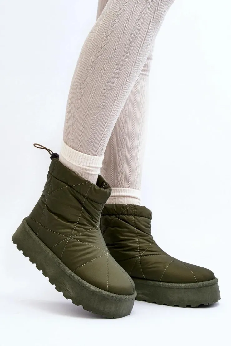 Damskie Boto Śniegowce Damskie Na Masywnej Platformie Zielone Fionia