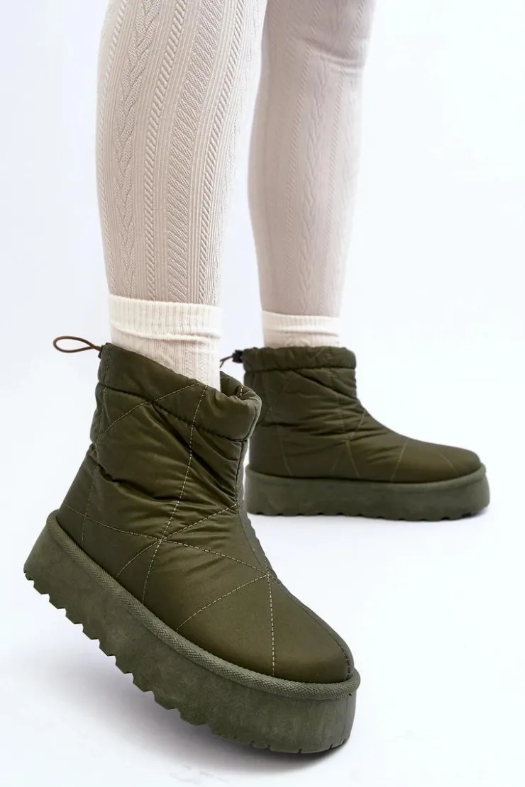 Damskie Boto Śniegowce Damskie Na Masywnej Platformie Zielone Fionia
