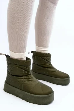 Damskie Boto Śniegowce Damskie Na Masywnej Platformie Zielone Fionia