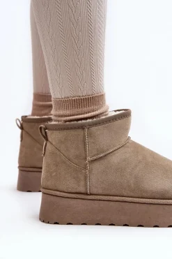 Damskie Boto Śniegowce Damskie Na Platformie Ocieplane Futerkiem Zielone Xamella