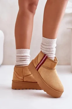 Damskie Boto Śniegowce Damskie Na Platformie Ocieplane Camel Lomessa