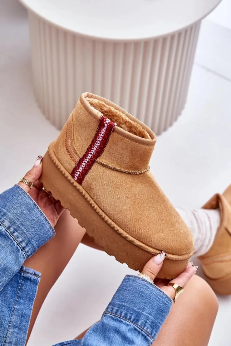 Damskie Boto Śniegowce Damskie Na Platformie Ocieplane Camel Lomessa