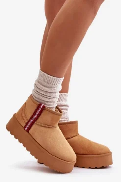 Damskie Boto Śniegowce Damskie Na Platformie Ocieplane Camel Lomessa