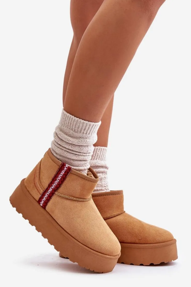 Damskie Boto Śniegowce Damskie Na Platformie Ocieplane Camel Lomessa