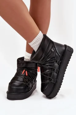 Damskie D.Franklin Śniegowce Damskie Na Platformie DFSH370020 Czarne