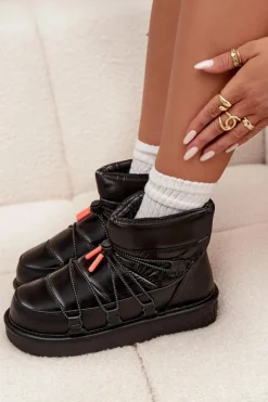 Damskie D.Franklin Śniegowce Damskie Na Platformie DFSH370020 Czarne