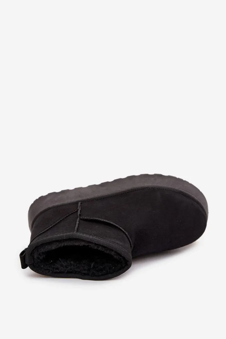 Sale Boto Śniegowce Damskie Na Platformie Ocieplane Futerkiem Czarne Vesirae Czarny