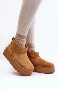 Damskie Boto Śniegowce Damskie Na Platformie Camel Mennja